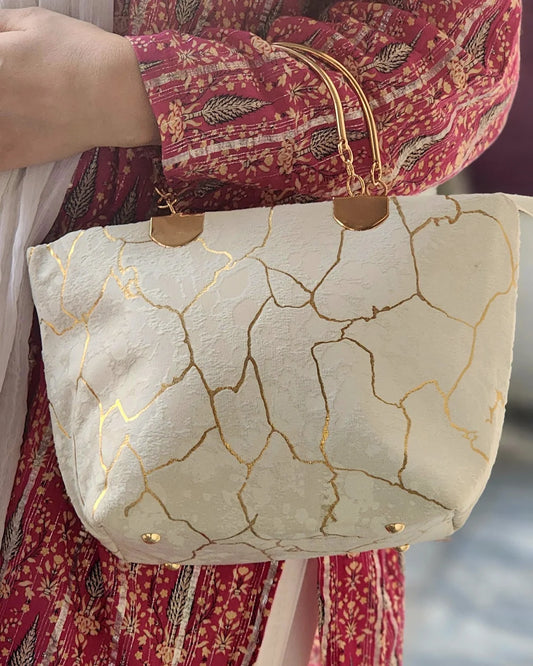 White & Golden TOTE BAG